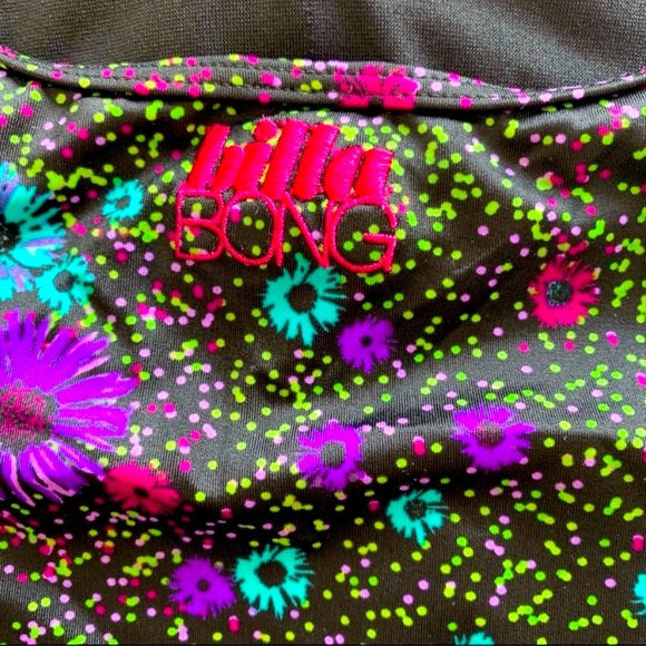 Billabong Purple Floral Plunge One Piece Swimsuit With Ruffles Size M! ✌️ - Picture 7 of 9